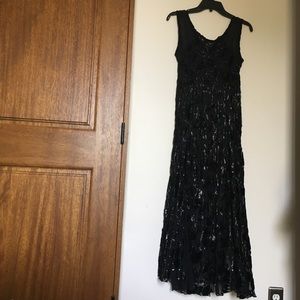 Komarov Black Metallic Lacy Dress